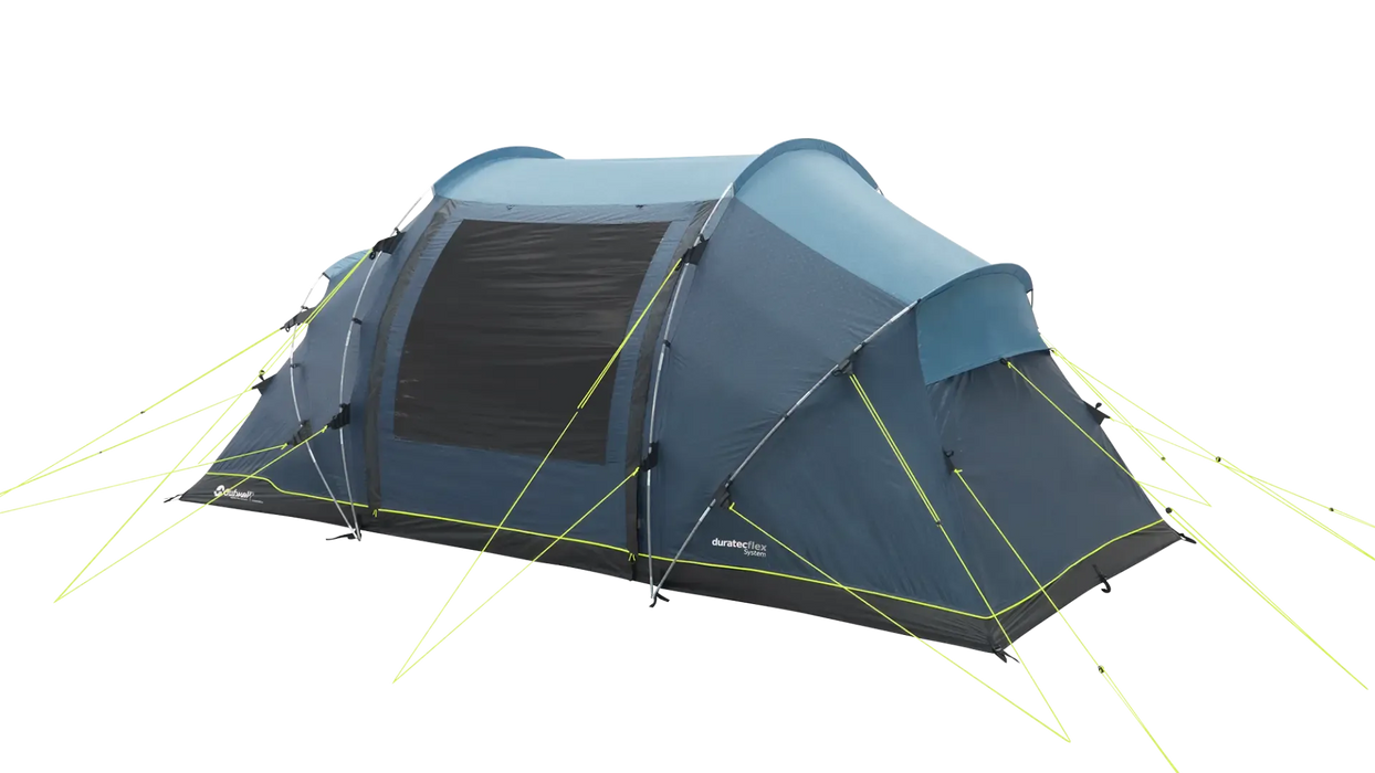 Outwell Casagrande 4 Person Tunnel Family Tent - product image, showing tent from front-right side view with door closed
