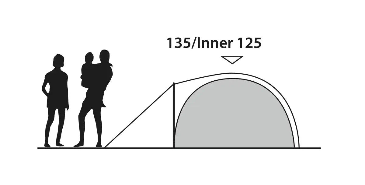 Outwell Cloud 4 - Lightweight 4-Person Dome Tent - product dimensions diagram