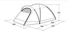 Outwell Cloud 4 - Lightweight 4-Person Dome Tent - product dimensions diagram