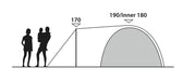 Outwell Cloud 5 Plus - Large Dome Family Tent - product technical drawing with dimensions