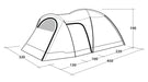 Outwell Cloud 5 Plus - Large Dome Family Tent - product technical drawing with dimensions