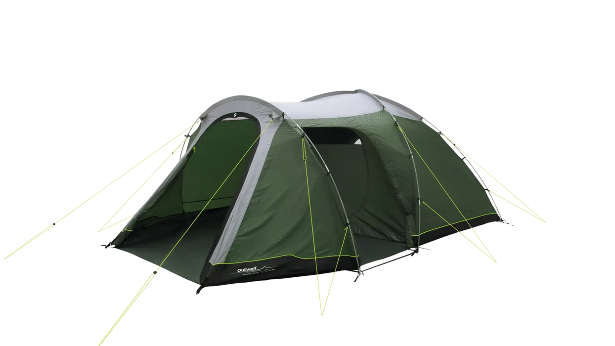 Outwell Cloud 5 Plus - Large Dome Family Tent - product image taken from side angle with front and side doors open