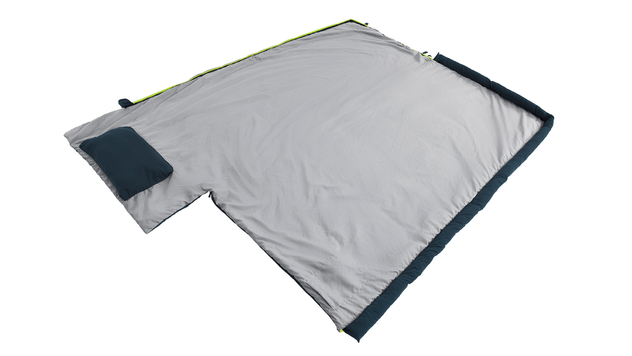 Outwell Companion Sleeping Bag - Blue - shown fully unzipped with internal material