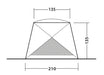 Outwell Compton Fibreglass Beach Shelter - product diagram with dimensions
