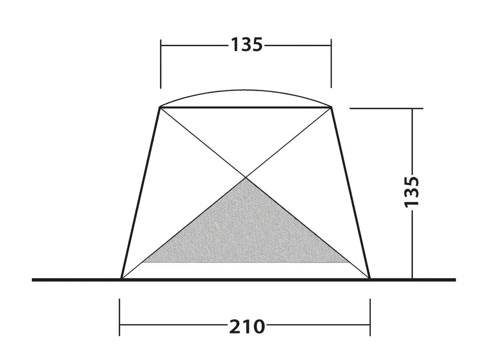 Outwell Compton Fibreglass Beach Shelter - product diagram with dimensions