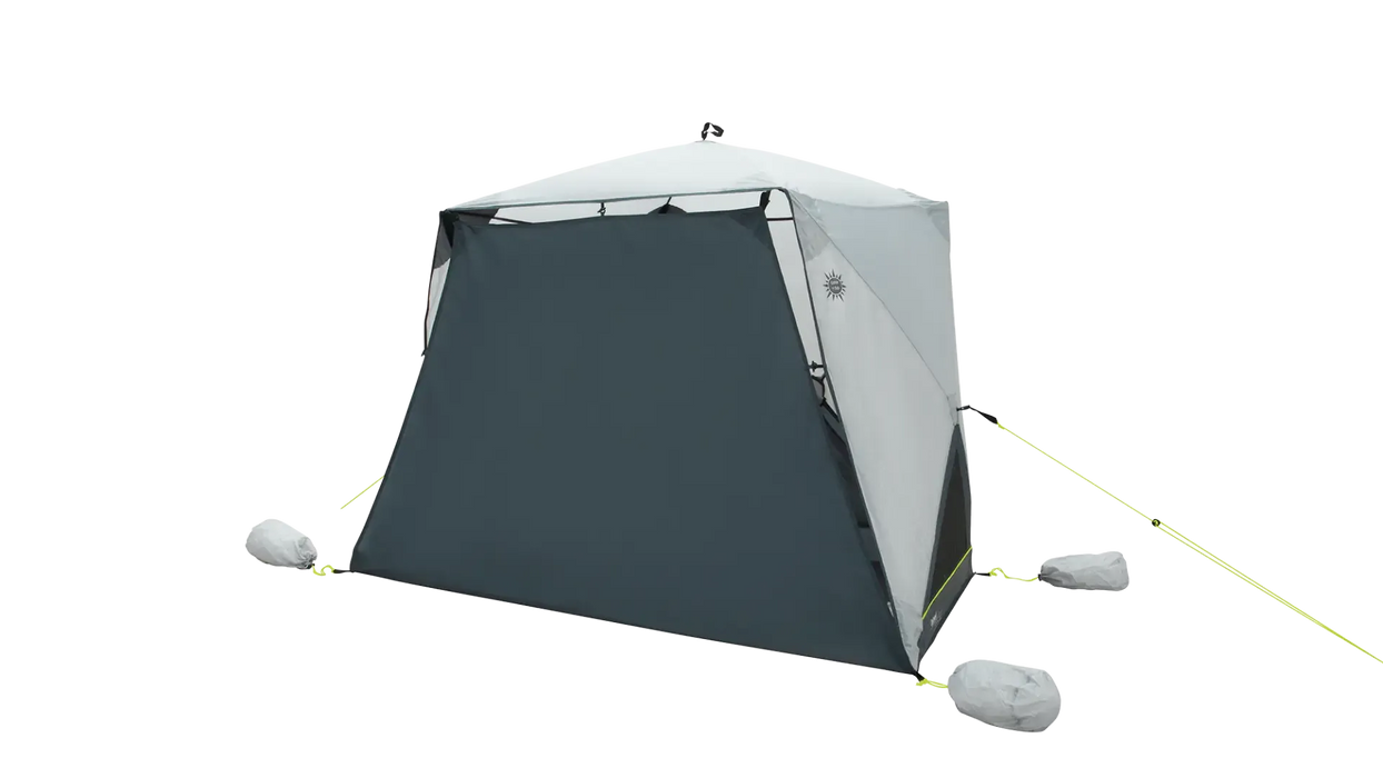 Outwell Compton Fibreglass Beach Shelter - product image, showing product with front door fully raised