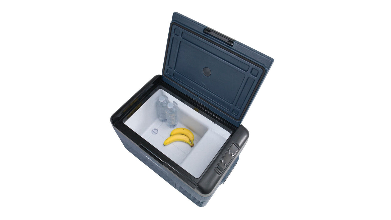 Outwell Cool Box Artic Chill 30 - Camping Compressor Fridge Coolbox feature image of inside of the coolbox with 2 water bottles and 2 bananas 