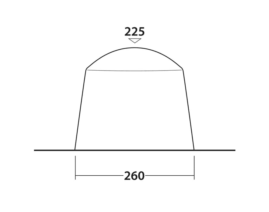 Outwell Dakota Freestanding Outdoor Camping Shelter - product front view diagram with dimensions