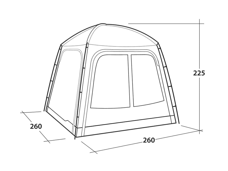 Outwell Dakota Freestanding Outdoor Camping Shelter - product diagram with dimensions