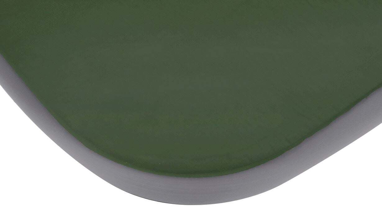 Outwell Dreamhaven Double 15 cm Self Inflating Mat close up image of corner of mat with green top and grey sides