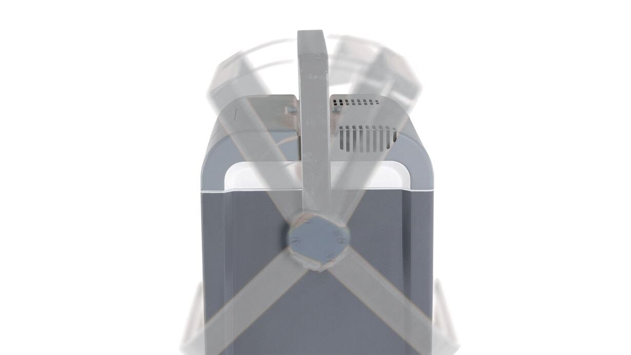 Outwell ECOcool 24L Cool Box 12V/230V – Slate Grey - product image, shown from side view, demonstrating carry handle positions
