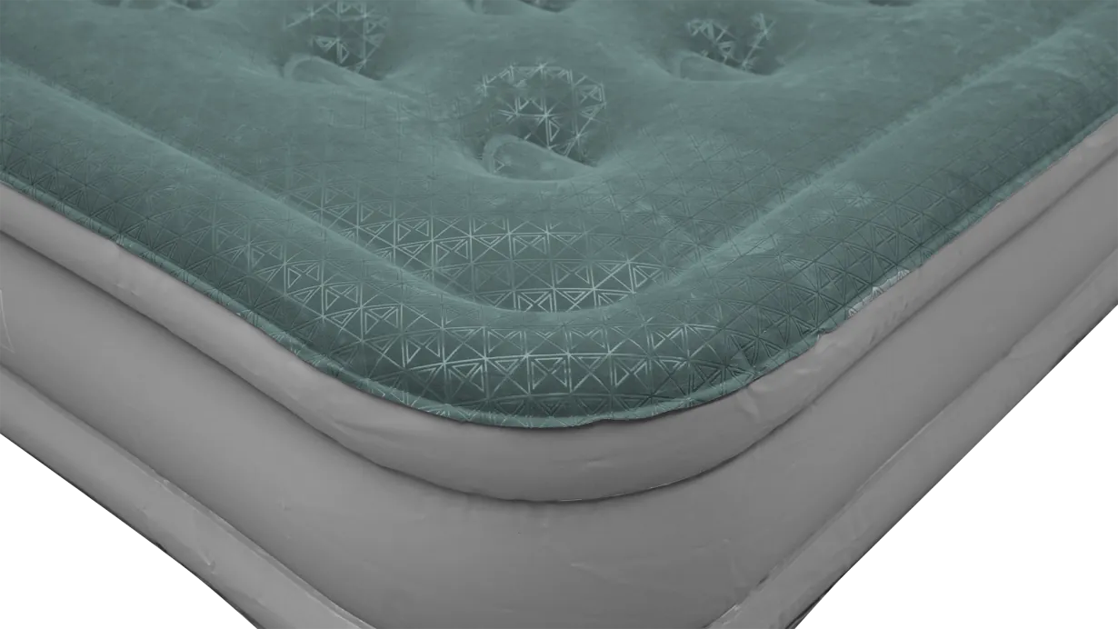 Outwell Excellent Single Camping Airbed - product image, showing close-up of top layer material and side material with join stitching