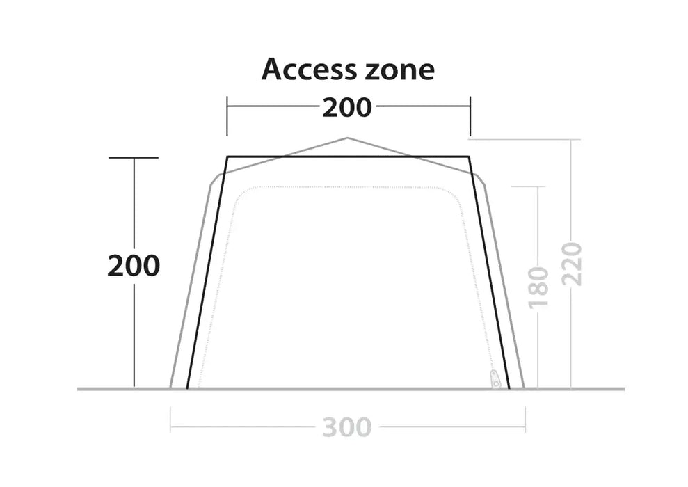 Outwell Fastlane 300 Waterproof Vehicle Awning Connector - product diagram with dimensions