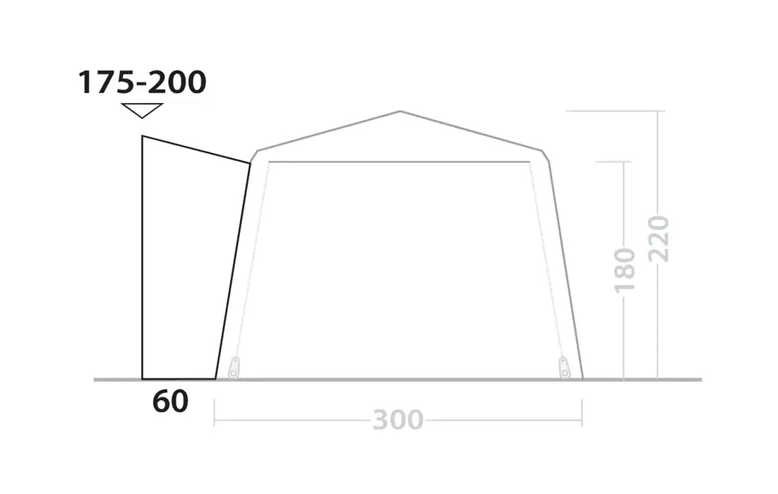 Outwell Fastlane 300 Waterproof Vehicle Awning Connector - product diagram with dimensions