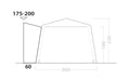 Outwell Fastlane 300 Waterproof Vehicle Awning Connector - product diagram with dimensions