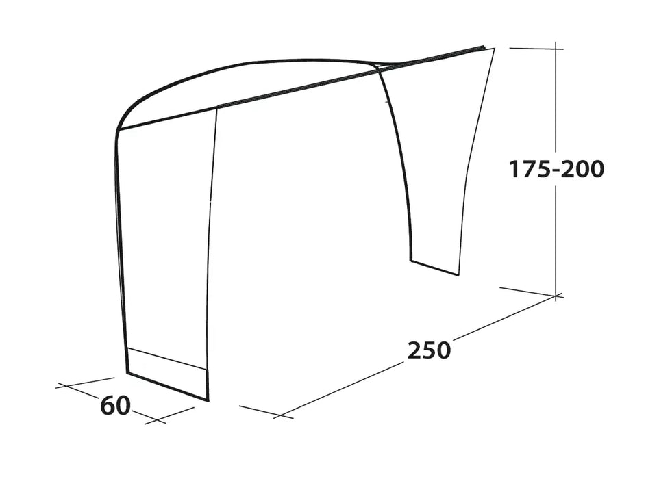 Outwell Fastlane 300 Waterproof Vehicle Awning Connector - product diagram with dimensions