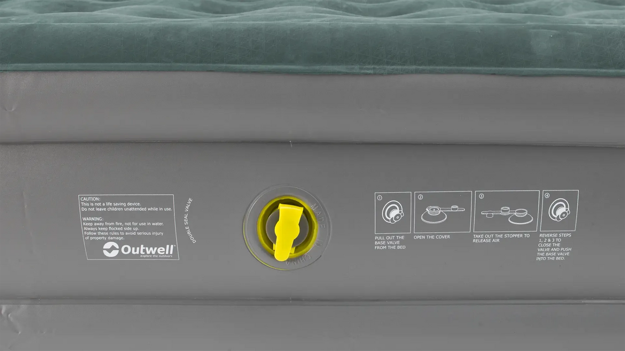 Outwell Flock Excellent King Size Inflatable Camping Mattress - product image, showing close-up of air valve