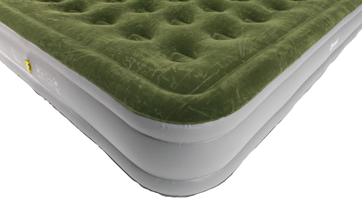 Outwell Flock Excellent Single Airbed feature image of corner of airbed with grey sides and green top  