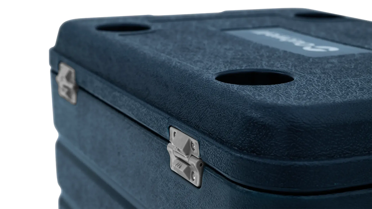 Outwell Fulmar 60 Litre Non Electric Coolbox - product image, showing close-up of box hinges