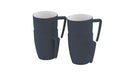 Outwell Gala 4 Person Melamine Mug Set - Navy Night - product image of mugs stacked two-by-two on top of each other