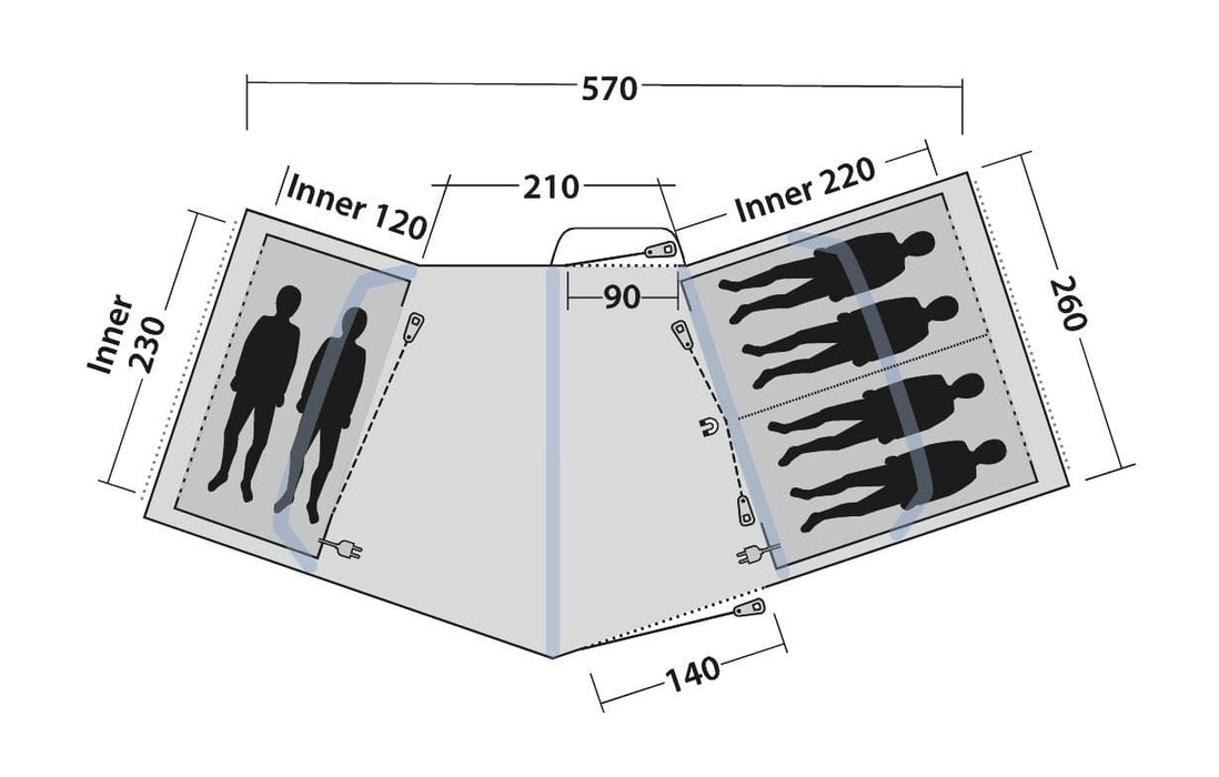 Outwell Hartford 6 Air floorplan