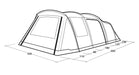 Outwell Hornet 5 Person Inflatable Family Tent - product floorplan diagram with dimensions