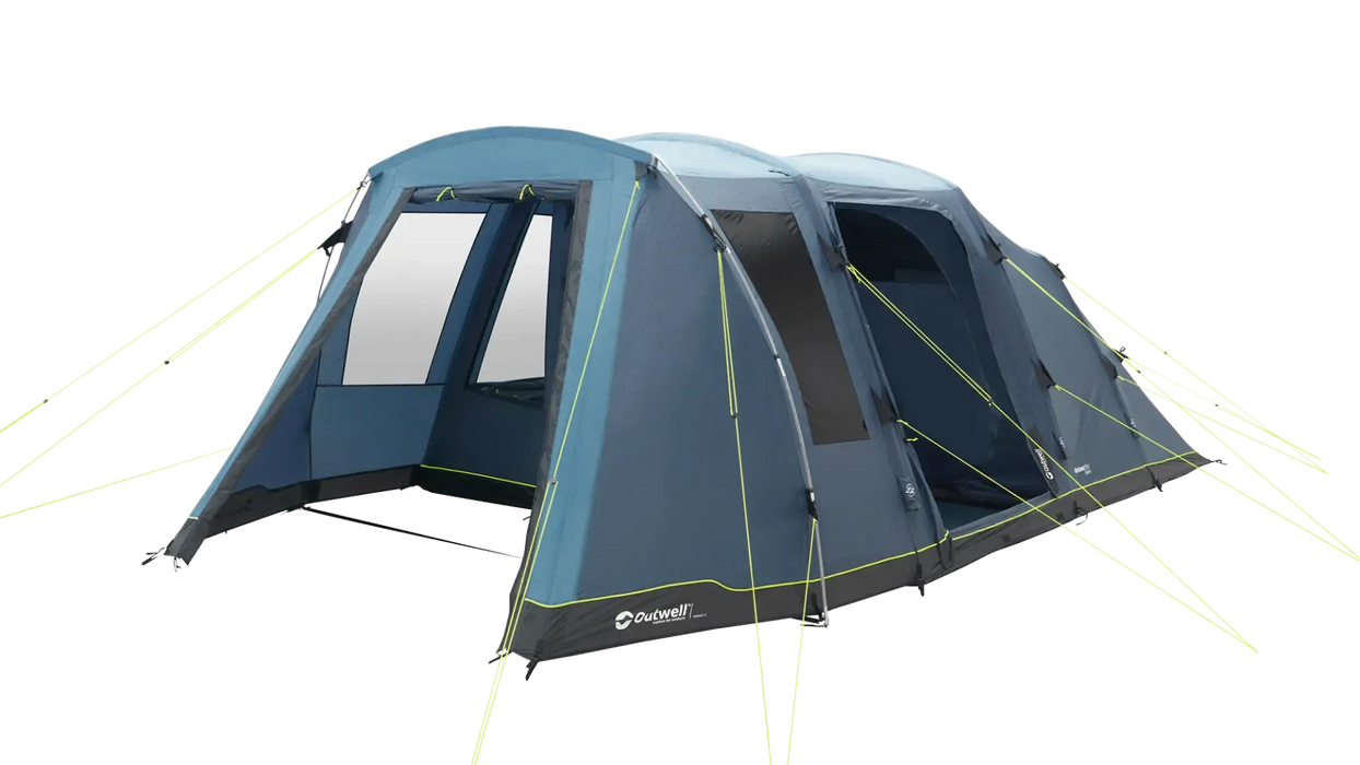 Outwell Hornet 5 Person Inflatable Family Tent - product image, shown from front-right side view with front and side doors open