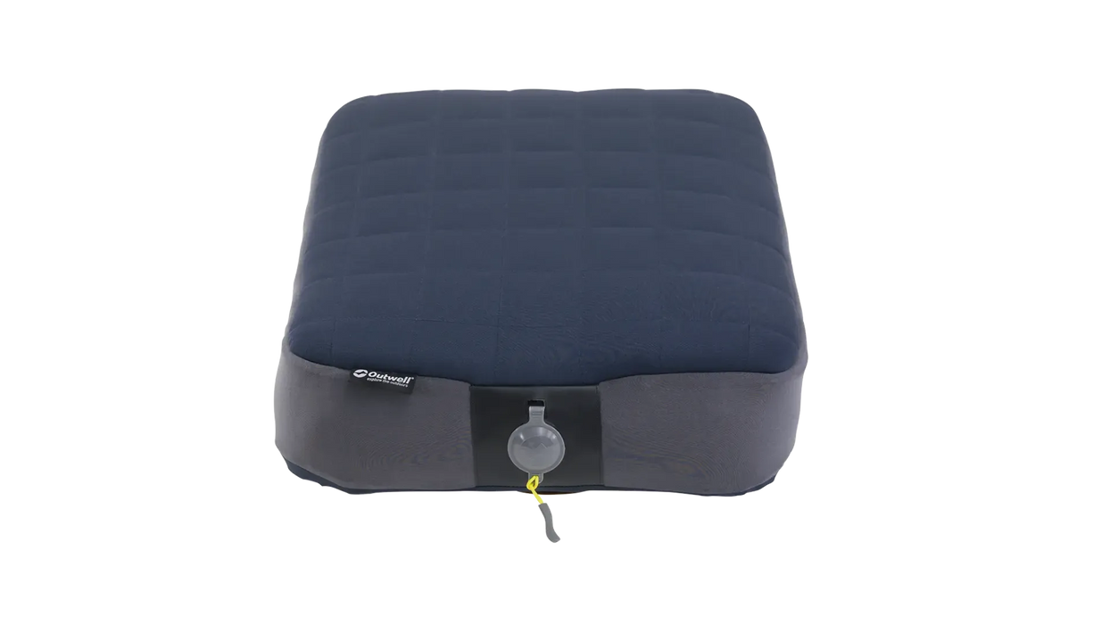 Outwell Memory Air Deluxe Camping Pillow - product image, showing end view of pillow with air valve