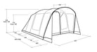 Outwell Monterey 5 Air Inflatable 5-Person Tent - product dimensions infographic