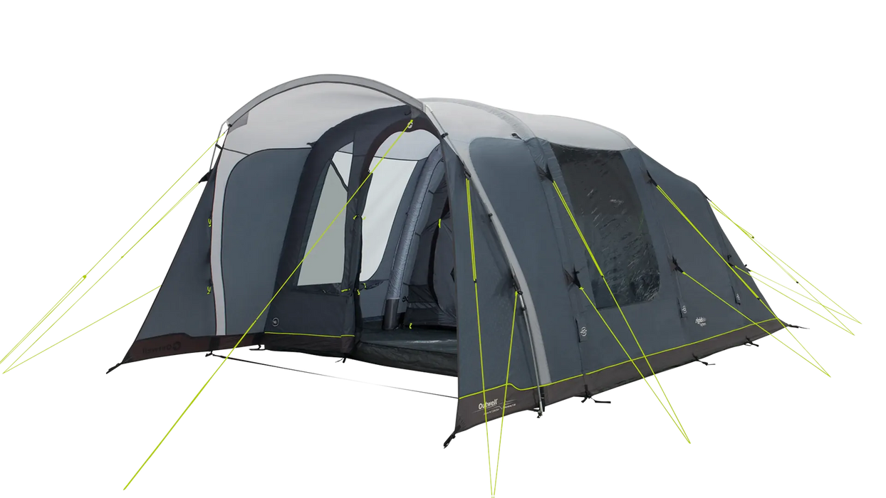 Outwell Monterey 5 Air Inflatable 5-Person Tent - product image from front corner view, with outer and inner doors open