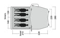 Outwell Nevada 4 Person Tunnel Family Tent - product floorplan diagram with dimensions