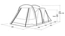Outwell Nevada 4 Person Tunnel Family Tent - product diagram with dimensions