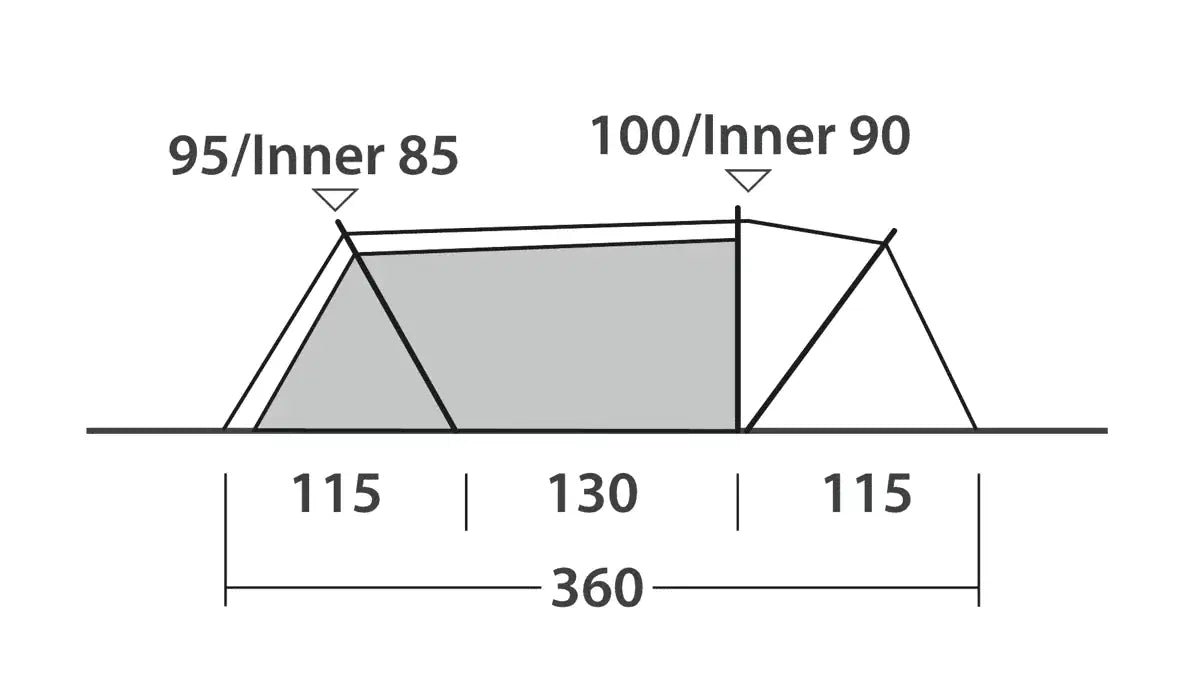 Outwell Nexion 2 - Instant Pitch 2-Person Pop-Up Tent - product diagram with dimensions