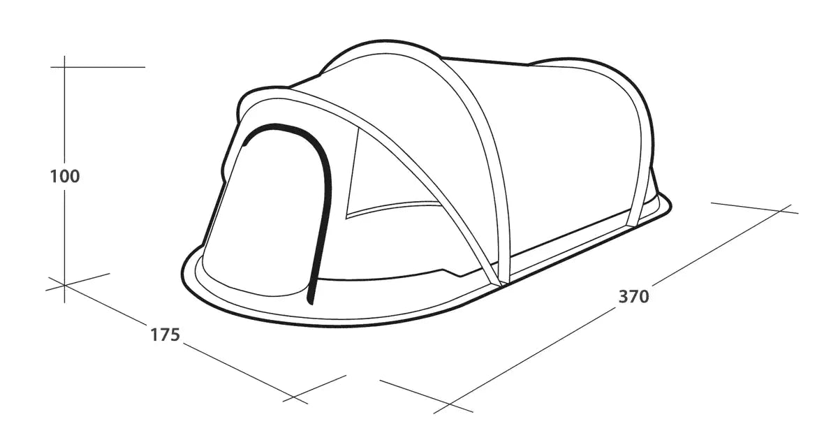 Outwell Nexion 2 - Instant Pitch 2-Person Pop-Up Tent - product diagram with dimensions