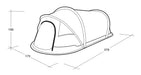 Outwell Nexion 2 - Instant Pitch 2-Person Pop-Up Tent - product diagram with dimensions