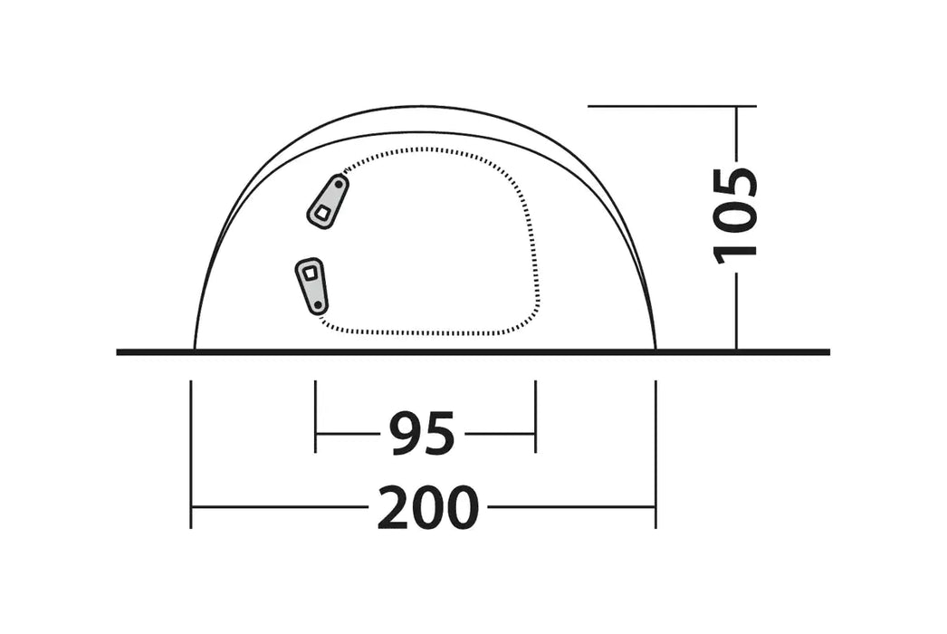 Outwell Nexion 3 - Instant Pitch 3-Person Pop-Up Tent - product diagram with dimensions