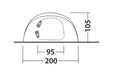 Outwell Nexion 3 - Instant Pitch 3-Person Pop-Up Tent - product diagram with dimensions