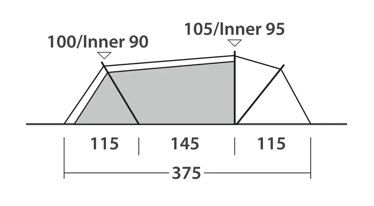 Outwell Nexion 3 - Instant Pitch 3-Person Pop-Up Tent - product diagram with dimensions