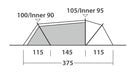 Outwell Nexion 3 - Instant Pitch 3-Person Pop-Up Tent - product diagram with dimensions