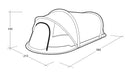 Outwell Nexion 3 - Instant Pitch 3-Person Pop-Up Tent - product diagram with dimensions