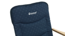Outwell NomadNest Fold Flat Padded Camping Chair - Navy Night - product image, showing close-up of back rest with Outwell logo