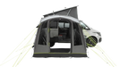 Outwell Pine Hills Drive Away Campervan Awning - product image, shown from front angle with doors open, attached to vehicle