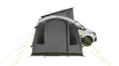 Outwell Pine Hills Drive Away Campervan Awning - product image, shown from front angle with door closed, attached to vehicle