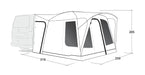 Outwell Pine Hills Drive Away Campervan Awning - product diagram with dimensions