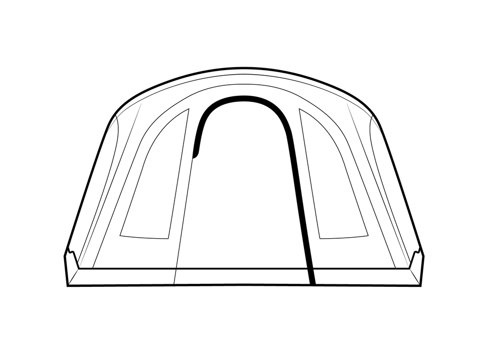 Outwell Sacramento 6 Air Inflatable 6 Person Tent - product graphic, showing how outer doors open