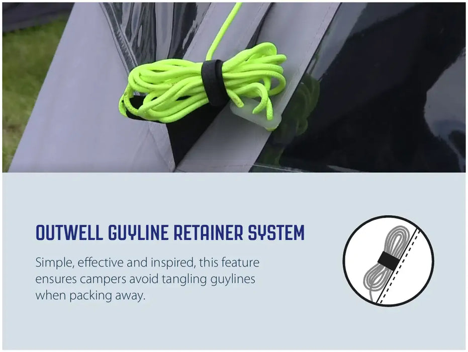 Outwell Santa Monica Air Drive Away Inflatable Awning - Mid/Tall - Outwell guyline retainer system infographic