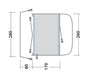 Outwell Santa Monica Air Drive Away Inflatable Awning - Mid/Tall - product floorplan diagram with dimensions