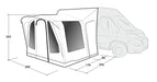Outwell Santa Monica Air Drive Away Inflatable Awning - Mid/Tall - product diagram with dimensions