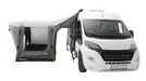 Outwell Santa Monica Air Drive Away Inflatable Awning - Mid/Tall - product image, from side angle , showing awning attached to vehicle with side entrance open