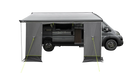 Outwell Sideroads Motorhome Annexe - product image, showing annexe attached to awning and pitched with guylines, with front entrance open
